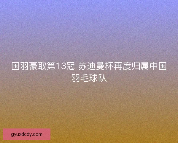 国羽豪取第13冠 苏迪曼杯再度归属中国羽毛球队