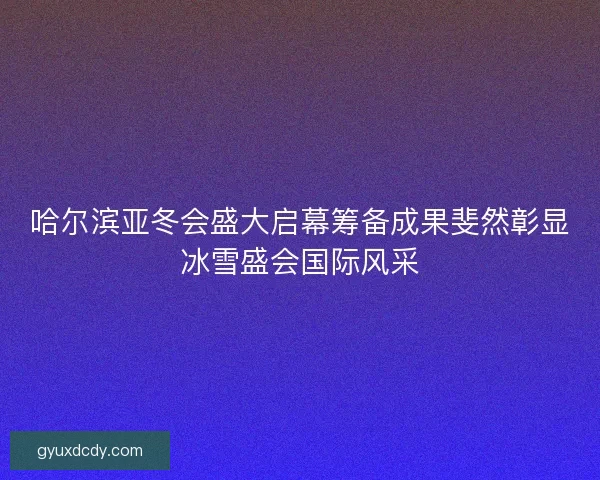 哈尔滨亚冬会盛大启幕筹备成果斐然彰显冰雪盛会国际风采