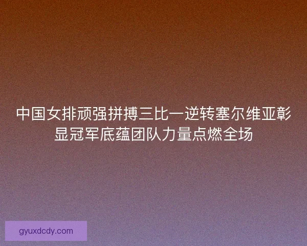 中国女排顽强拼搏三比一逆转塞尔维亚彰显冠军底蕴团队力量点燃全场